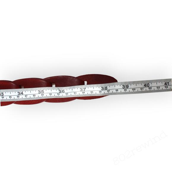 Vintage Interlocking Snake Belt Red Leather Pewter Buckle 80s Hip Bias Hanging main image 5